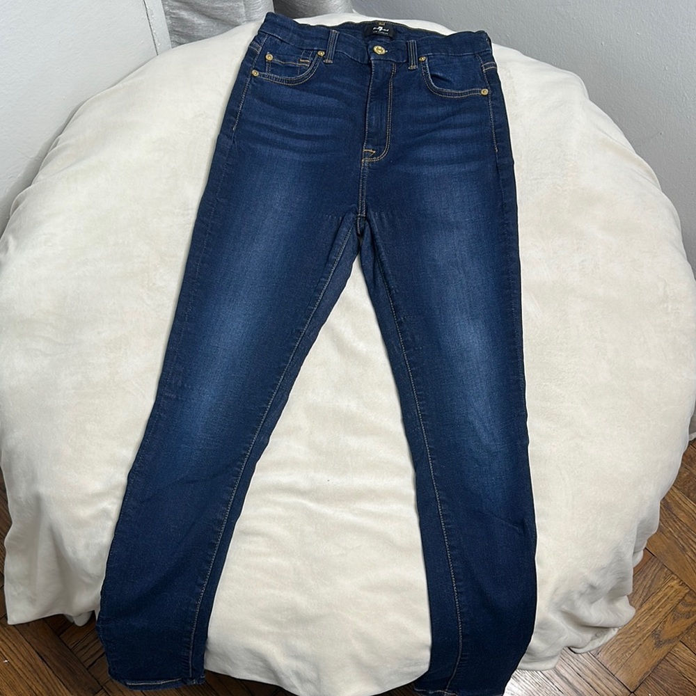 7 For All Mankind Blue Skinny Jeans